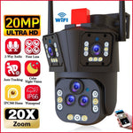 Three-Screen Outdoor Surveillance Camera | 20x Zoom, WiFi, IP66 Waterproof, Night Vision & Two-Way Audio
