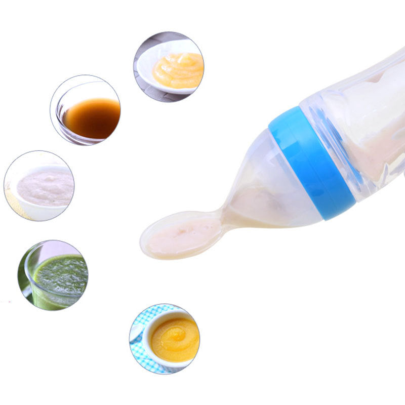 Safe Newborn Baby Feeding Bottle Silicone Squeeze Spoon Milk Feeder for Food Supplement & Toddler Training