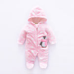 Okobebe Winter Jumpsuit Velvet Hooded Baby Clothing – Soft Cotton Lined Infant Outfit