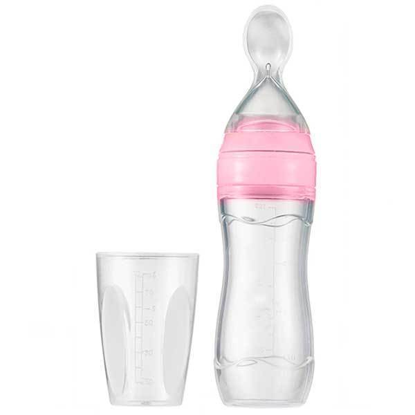 Baby Spoon Bottle Feeder 120ml Silicone Feeding Bottle Easy One-Hand Feeding for Infants