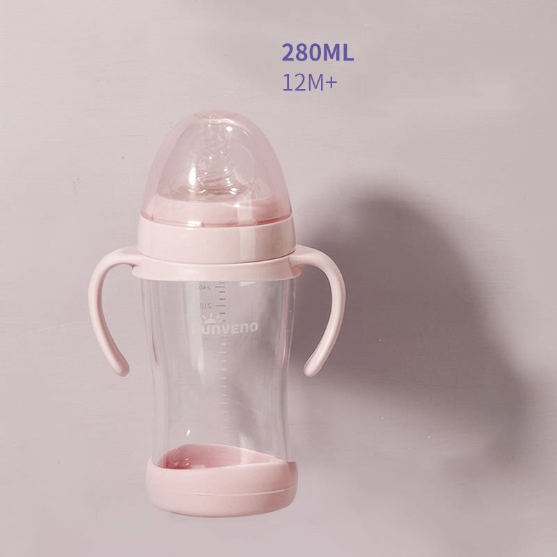 Newborn Baby Bottle with Handle 160ml & 280ml Plexiglass Feeding Bottle Safe & Comfortable Design for Infants