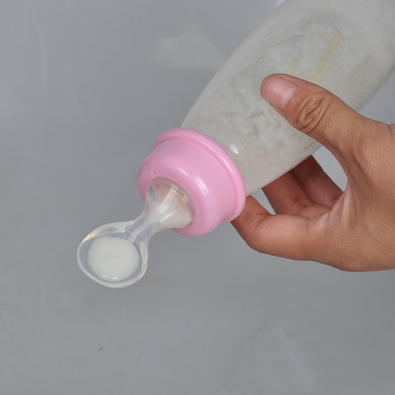 Soft Head Baby Rice Cereal Bottle 240mL PP Squeeze Spoon Feeder Safe Training Bottle for Infants