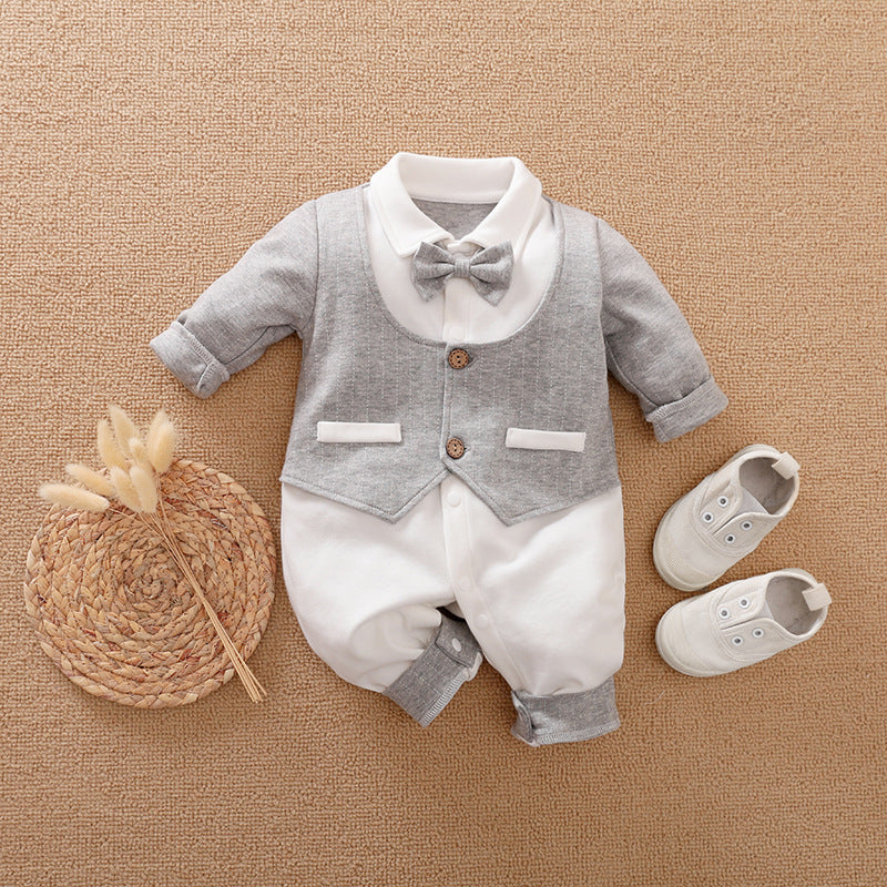Gentleman Baby Jumpsuit Cotton Long-Sleeve Romper for Boys Spring & Autumn Baby Outfit