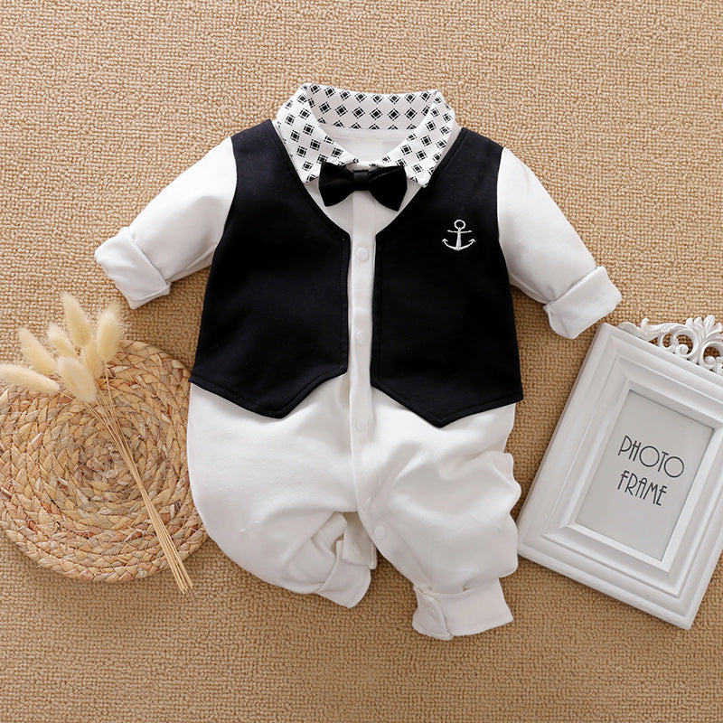Gentleman Baby Jumpsuit Cotton Long-Sleeve Romper for Boys Spring & Autumn Baby Outfit