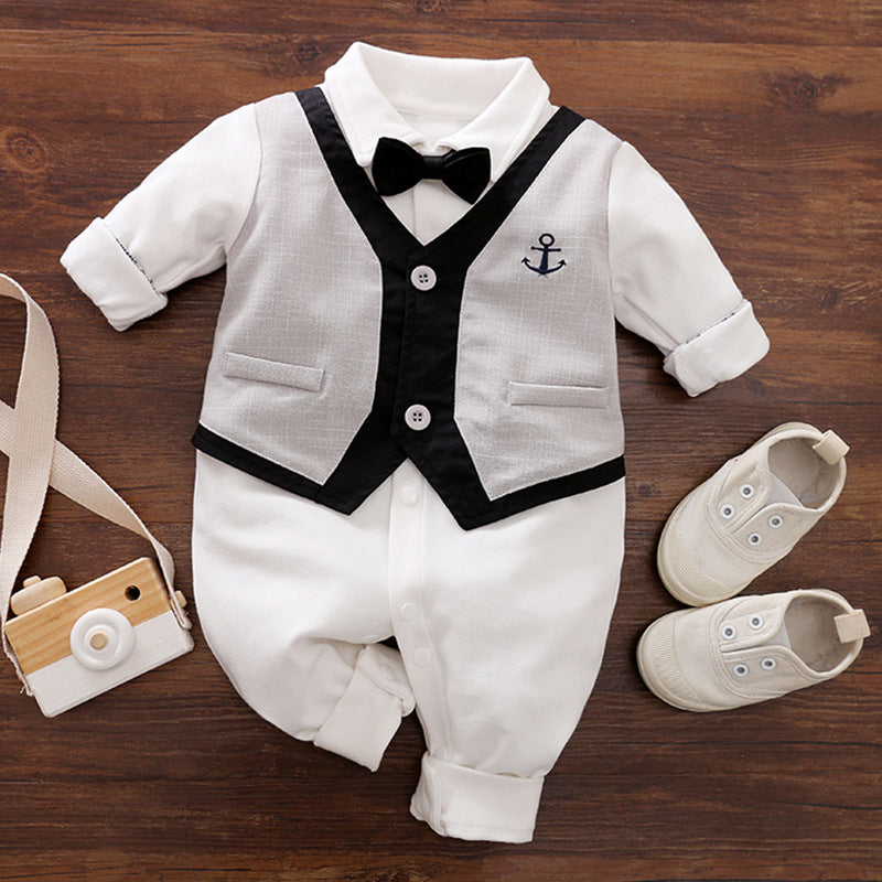 Gentleman Baby Jumpsuit Cotton Long-Sleeve Romper for Boys Spring & Autumn Baby Outfit
