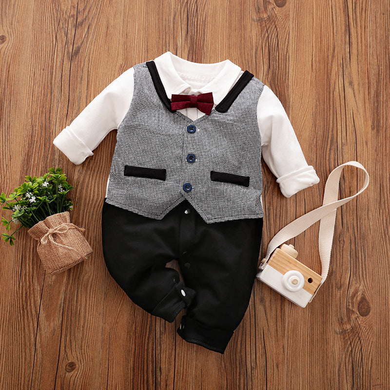 Gentleman Baby Jumpsuit Cotton Long-Sleeve Romper for Boys Spring & Autumn Baby Outfit
