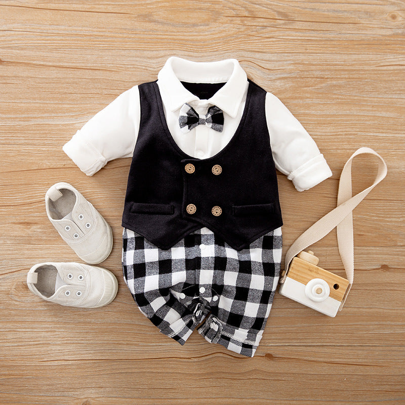 Gentleman Baby Jumpsuit Cotton Long-Sleeve Romper for Boys Spring & Autumn Baby Outfit