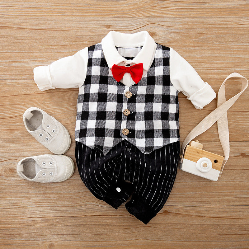 Gentleman Baby Jumpsuit Cotton Long-Sleeve Romper for Boys Spring & Autumn Baby Outfit