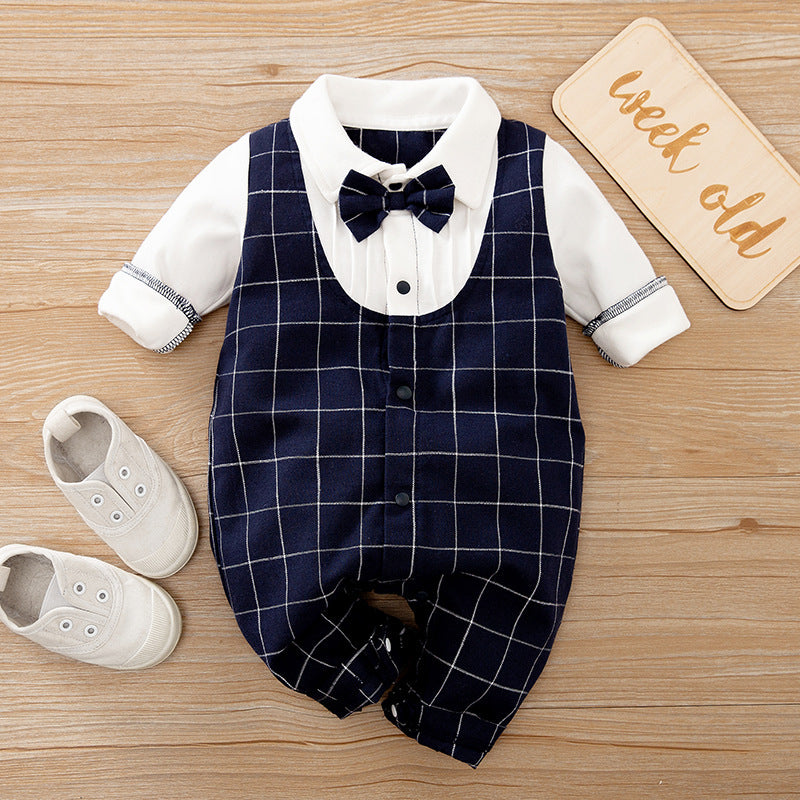 Gentleman Baby Jumpsuit Cotton Long-Sleeve Romper for Boys Spring & Autumn Baby Outfit