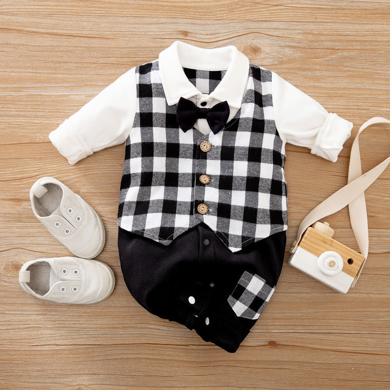 Gentleman Baby Jumpsuit Cotton Long-Sleeve Romper for Boys Spring & Autumn Baby Outfit