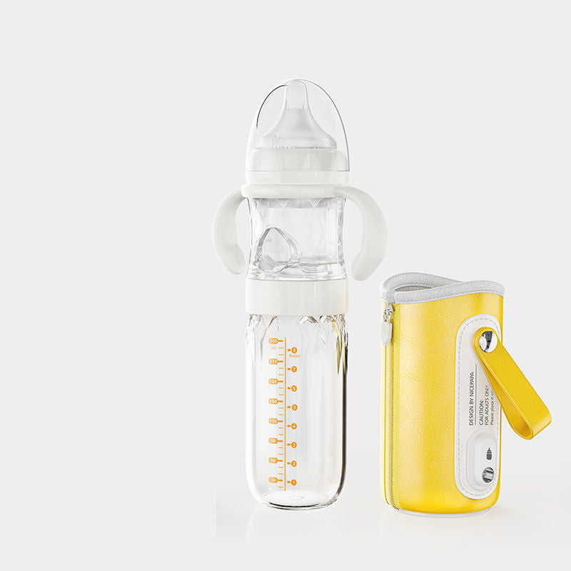 USB Heated Baby Feeding Bottle Constant Temperature Glass & PPSU Bottle Thermal Insulation, Quick Flush, Wide Caliber Bottle