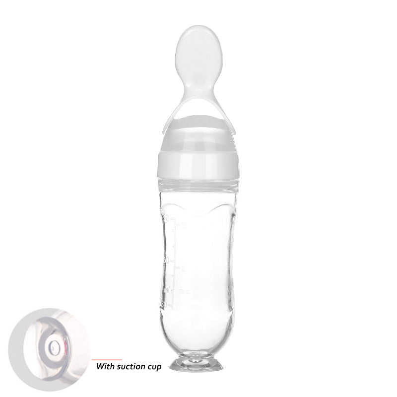 Safe Newborn Baby Feeding Bottle Silicone Squeeze Spoon Milk Feeder for Food Supplement & Toddler Training