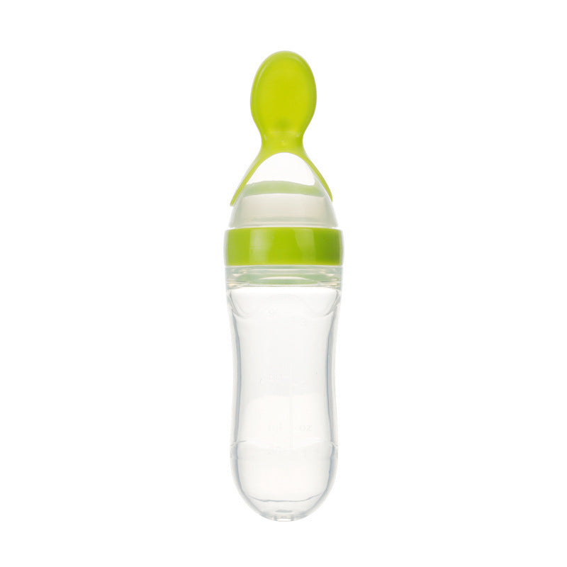 Safe Newborn Baby Feeding Bottle Silicone Squeeze Spoon Milk Feeder for Food Supplement & Toddler Training