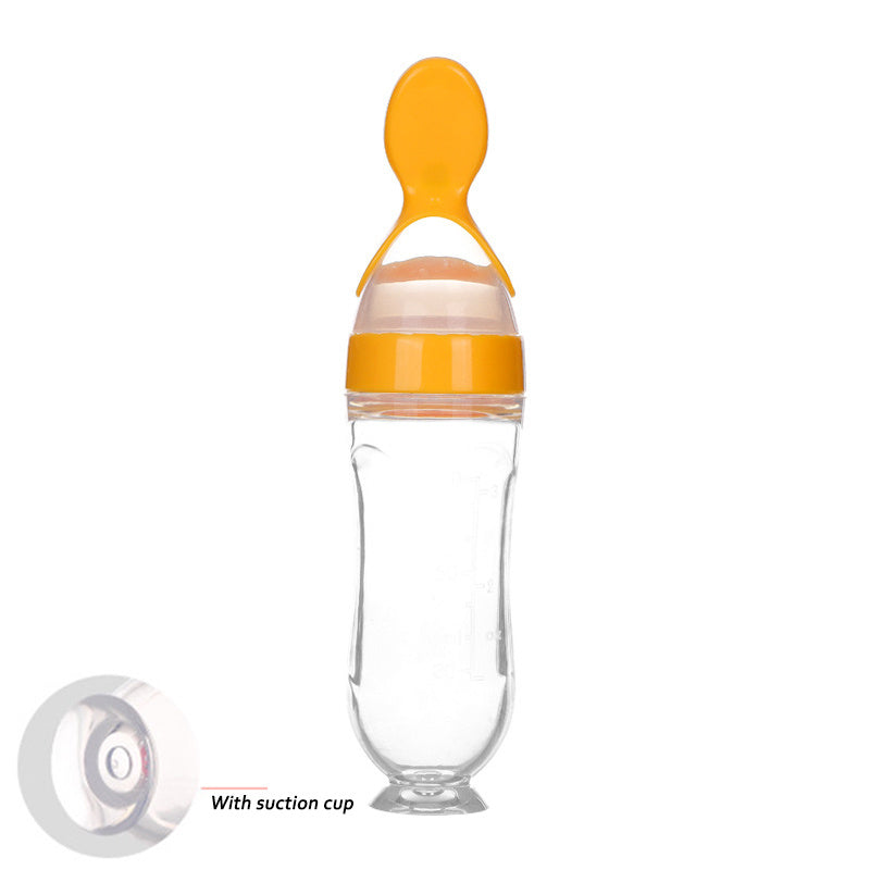 Safe Newborn Baby Feeding Bottle Silicone Squeeze Spoon Milk Feeder for Food Supplement & Toddler Training