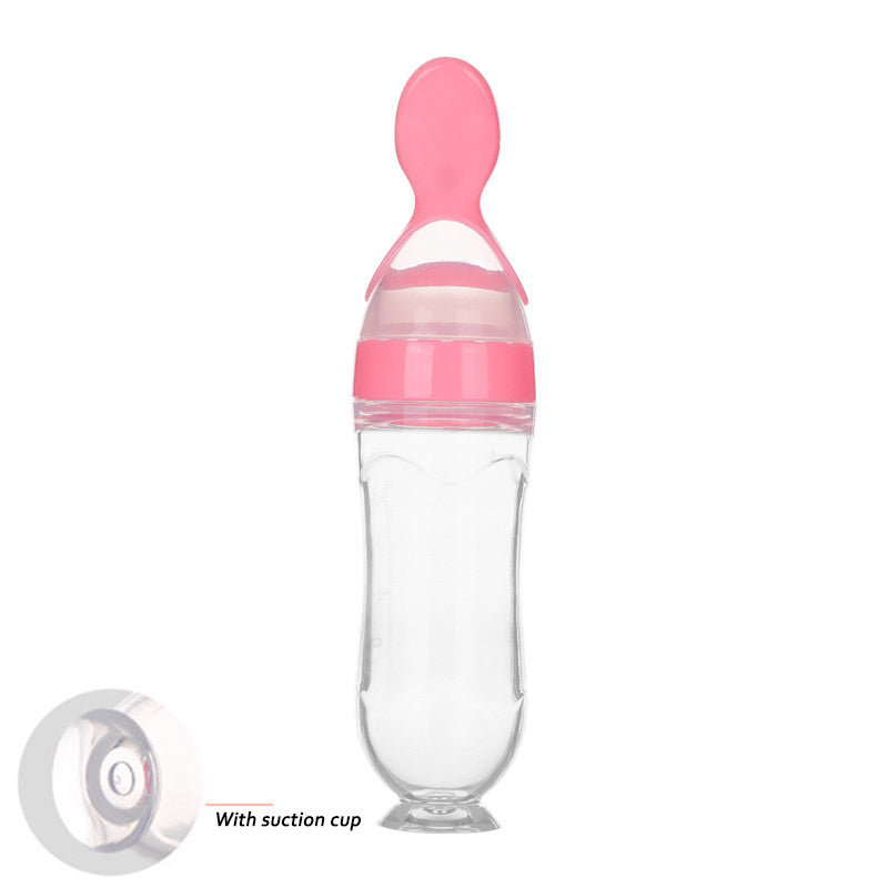 Safe Newborn Baby Feeding Bottle Silicone Squeeze Spoon Milk Feeder for Food Supplement & Toddler Training