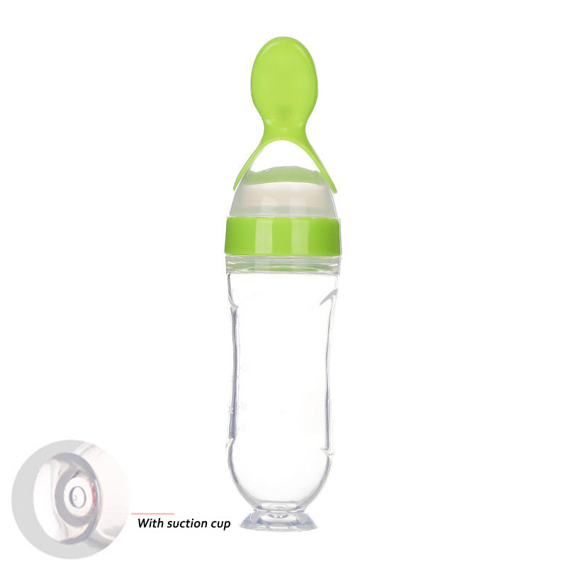 Safe Newborn Baby Feeding Bottle Silicone Squeeze Spoon Milk Feeder for Food Supplement & Toddler Training