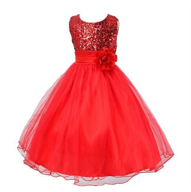 Baby Sequin Princess Dress Flower Girl Wedding Dress Elegant Toddler Party Dress for Girls