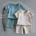 Baby Summer Cotton Outfit Set Boys & Girls 2-Piece Short Sleeve Casual Clothes Breathable Infant Suit