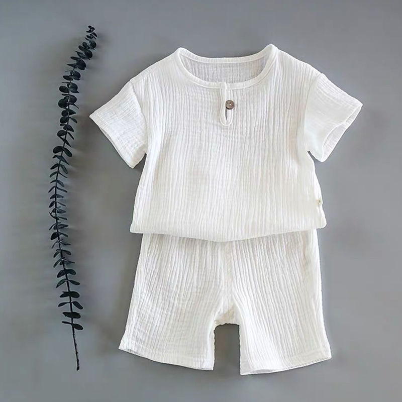 Baby Summer Cotton Outfit Set Boys & Girls 2-Piece Short Sleeve Casual Clothes Breathable Infant Suit