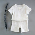 Baby Summer Cotton Outfit Set Boys & Girls 2-Piece Short Sleeve Casual Clothes Breathable Infant Suit
