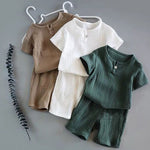 Baby Summer Cotton Outfit Set Boys & Girls 2-Piece Short Sleeve Casual Clothes Breathable Infant Suit
