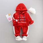 Kids' 95% Cotton Hooded Sports Suit 2-Piece Long-Sleeve Trousers Set for Play, School & Lounging
