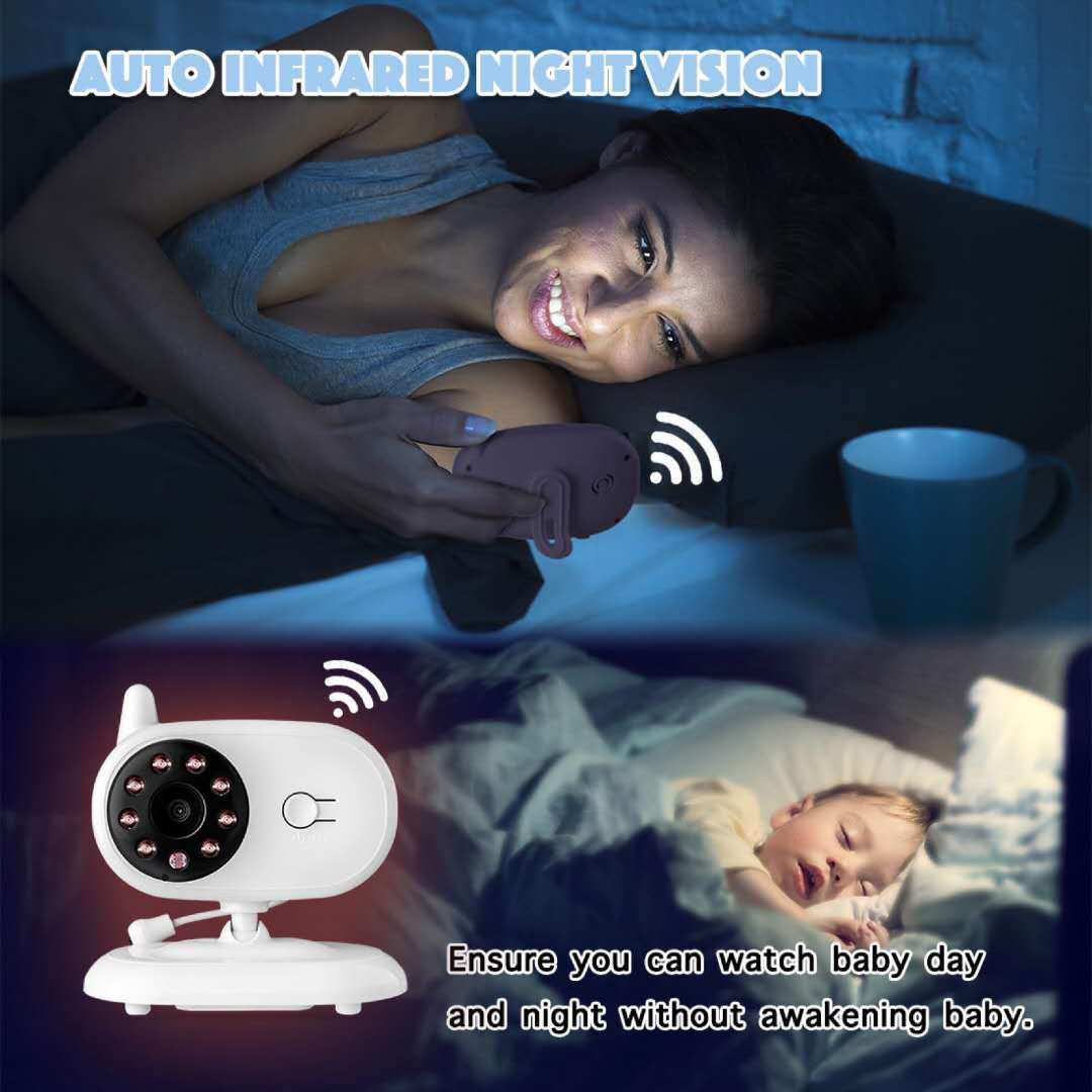 3.5-Inch Baby Care Night Vision Monitor Wireless 2.4G HD Camera with Temperature Display & Two-Way Audio