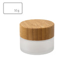 Small Glass Cosmetic Sample Bottles Frosted Refillable Mini Jars Bamboo Lid Cream Containers