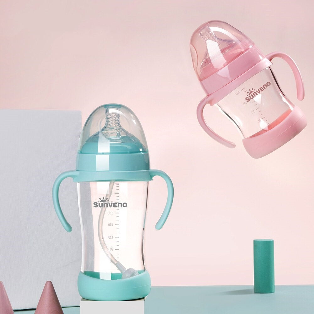 Newborn Baby Bottle with Handle 160ml & 280ml Plexiglass Feeding Bottle Safe & Comfortable Design for Infants