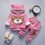 Kids' 95% Cotton Hooded Sports Suit 2-Piece Long-Sleeve Trousers Set for Play, School & Lounging