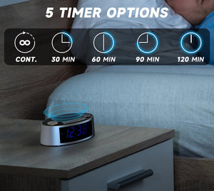 1pc White Noise Machine ,Alarm Clock With 20 Soothing Sounds, Gentle Vibration Alarm , Dimmer And Bedside , Travel Essential