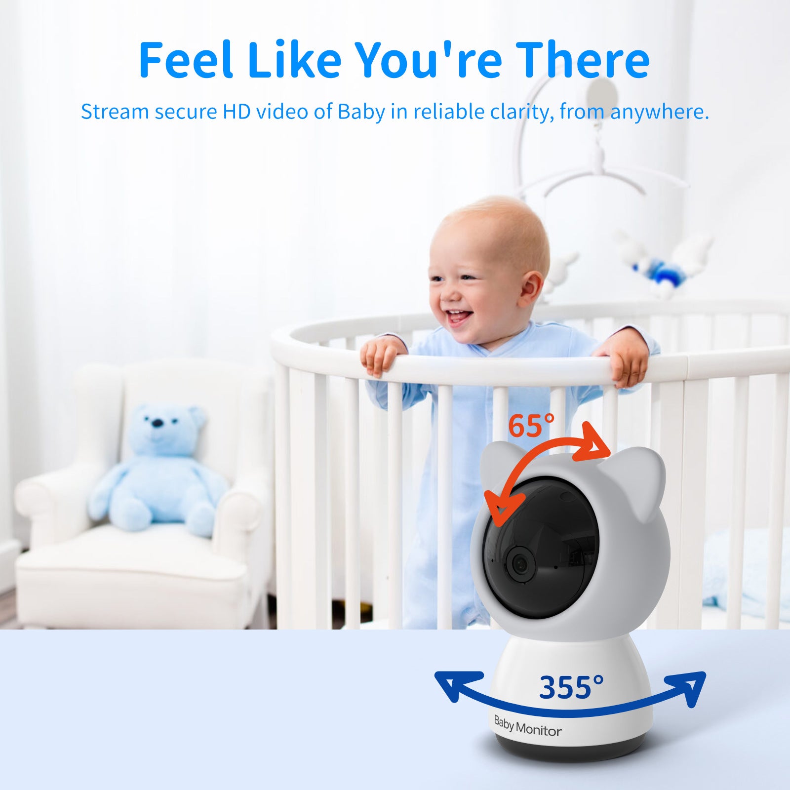 5-Inch 1080p Baby Monitor Night Vision, 2-Way Audio, Temperature & Motion Detection 300m Range