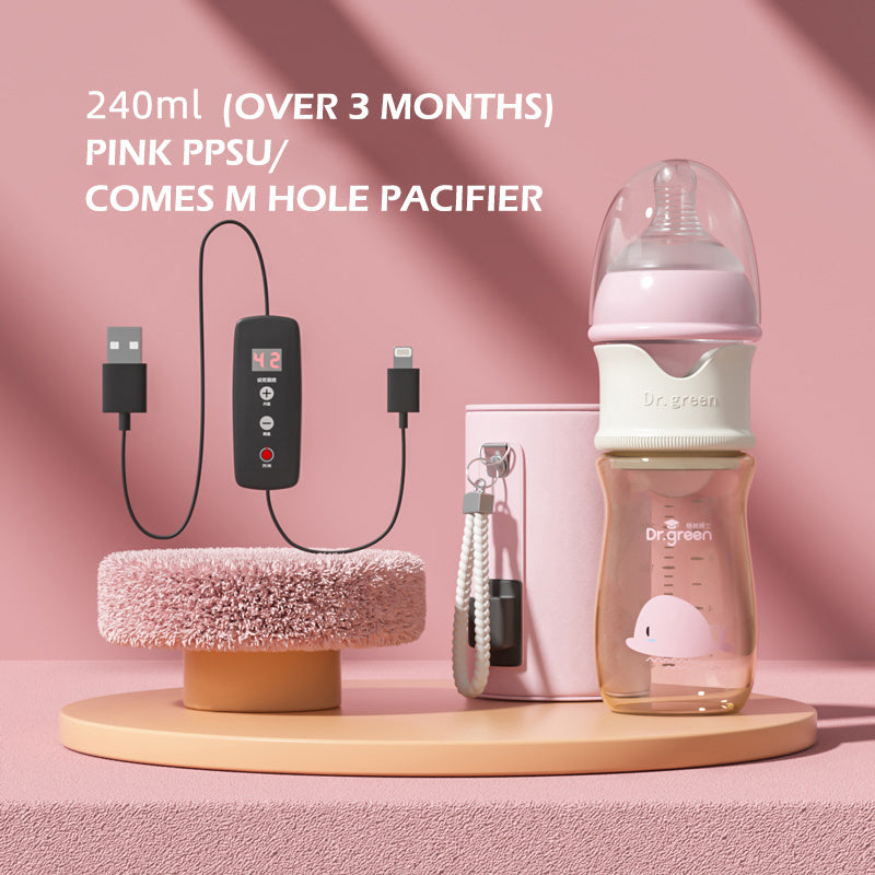 Baby Quick-Rinsing Constant Temperature Bottle PPSU & Glass Wide Caliber Baby Bottle Leak-Proof, Safe, Fast Heating Feeding Bottle