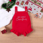 Unisex Christmas Triangle Romper Jumpsuit  Red/White Infant Holiday Outfit for Newborn to 18M