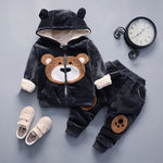 Kids' 95% Cotton Hooded Sports Suit 2-Piece Long-Sleeve Trousers Set for Play, School & Lounging