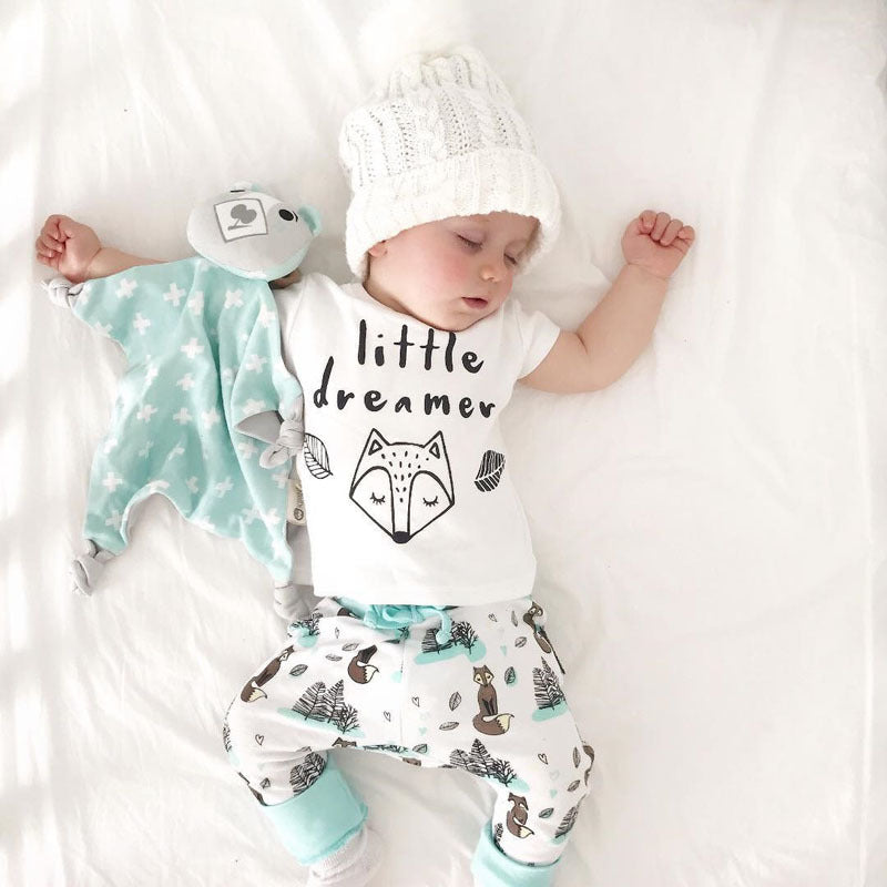 Newborn Baby Clothes Set Cotton T-Shirt & Pants Outfit for Boys & Girls Infant Casual Clothing