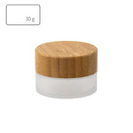 Small Glass Cosmetic Sample Bottles Frosted Refillable Mini Jars Bamboo Lid Cream Containers