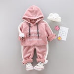 Kids' 95% Cotton Hooded Sports Suit 2-Piece Long-Sleeve Trousers Set for Play, School & Lounging