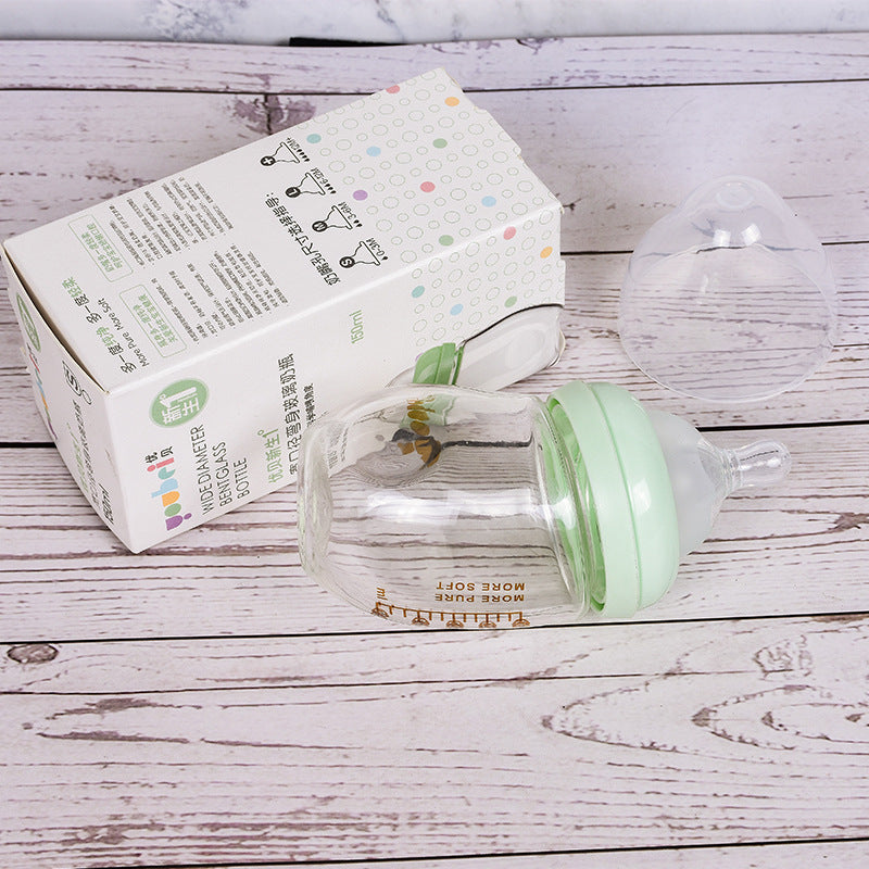 Borosilicate Glass Baby Bottles | 150ml & 240ml Wide-Caliber Infant Feeding Bottle for Newborns and Toddlers