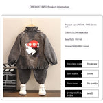 Boys' Korean Style Denim Spring Clothing Set 2-Piece Long-Sleeve Cotton Blend Fashion Outfit