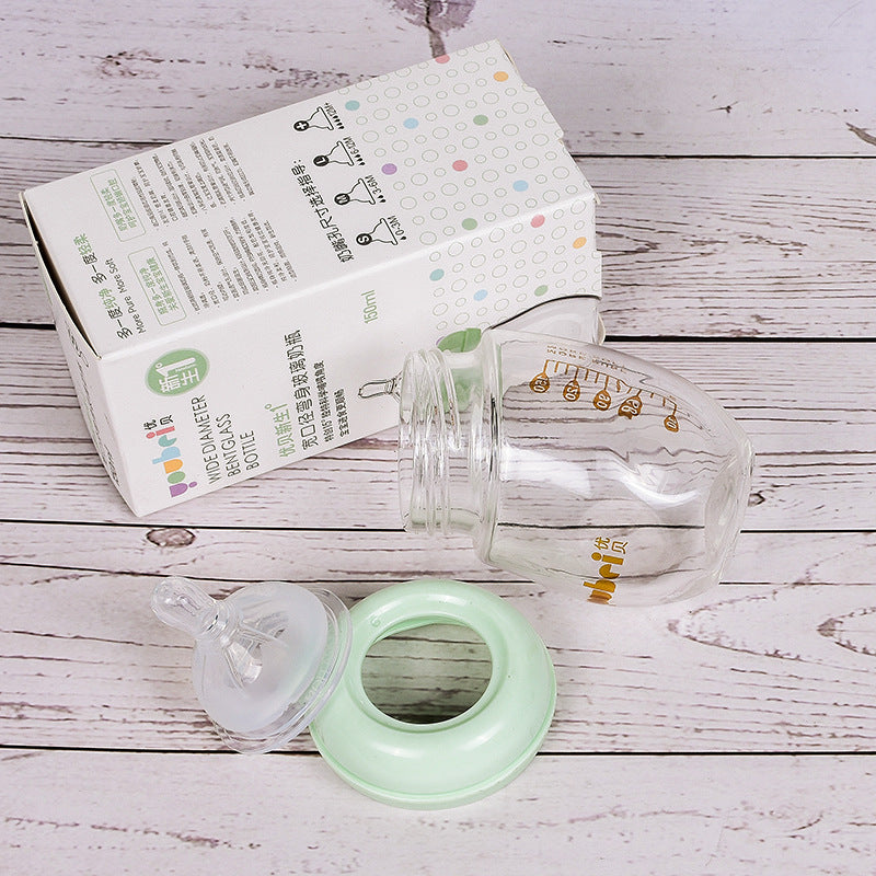 Borosilicate Glass Baby Bottles | 150ml & 240ml Wide-Caliber Infant Feeding Bottle for Newborns and Toddlers