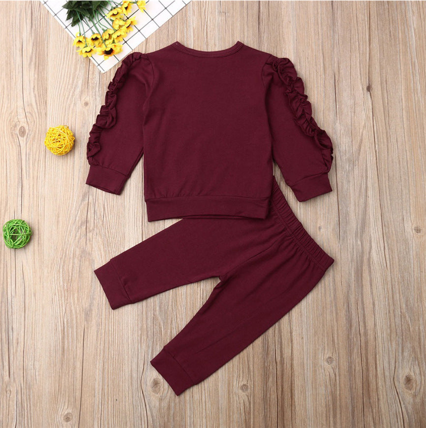 Newborn Baby Ruffle Jumper Set Long Sleeve Cotton Sweatshirt & Pants Infant Fall Clothes
