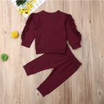 Newborn Baby Ruffle Jumper Set Long Sleeve Cotton Sweatshirt & Pants Infant Fall Clothes