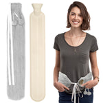 2L Cute Hot Water Bottle with Soft Cover – Portable Belly Warmer Belt, Long Silicone Hand Warmer, Leakproof & Explosion-Proof