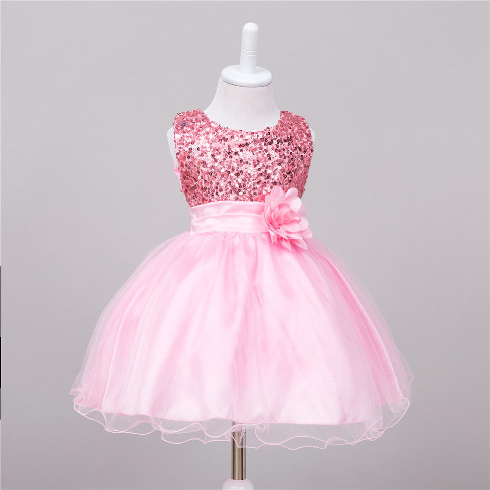 Baby Sequin Princess Dress Flower Girl Wedding Dress Elegant Toddler Party Dress for Girls