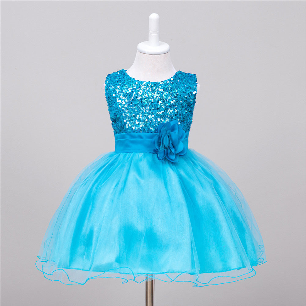 Baby Sequin Princess Dress Flower Girl Wedding Dress Elegant Toddler Party Dress for Girls