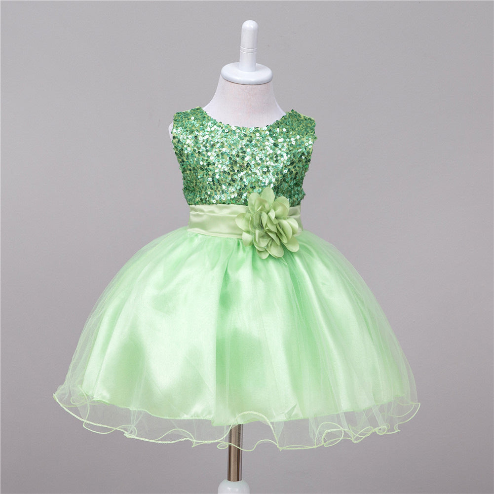 Baby Sequin Princess Dress Flower Girl Wedding Dress Elegant Toddler Party Dress for Girls