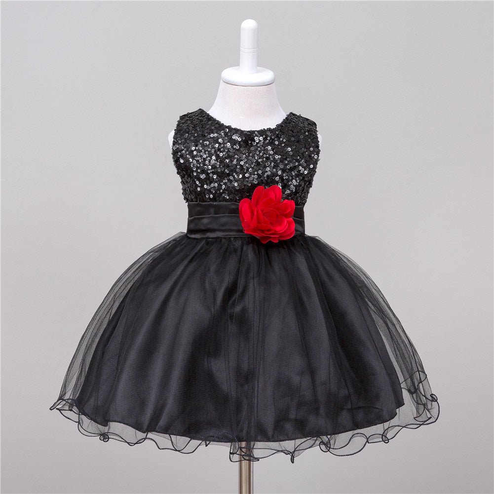 Baby Sequin Princess Dress Flower Girl Wedding Dress Elegant Toddler Party Dress for Girls