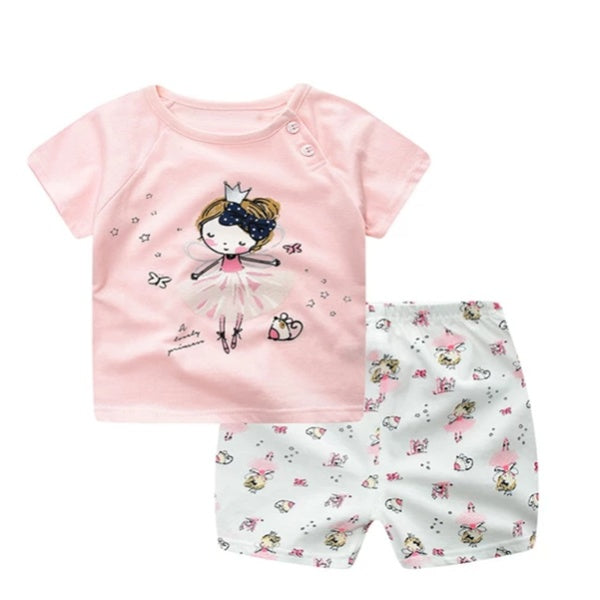 Cartoon Baby Clothing Set Summer Cotton Outfit for Boys & Girls asual T-shirt & Shorts