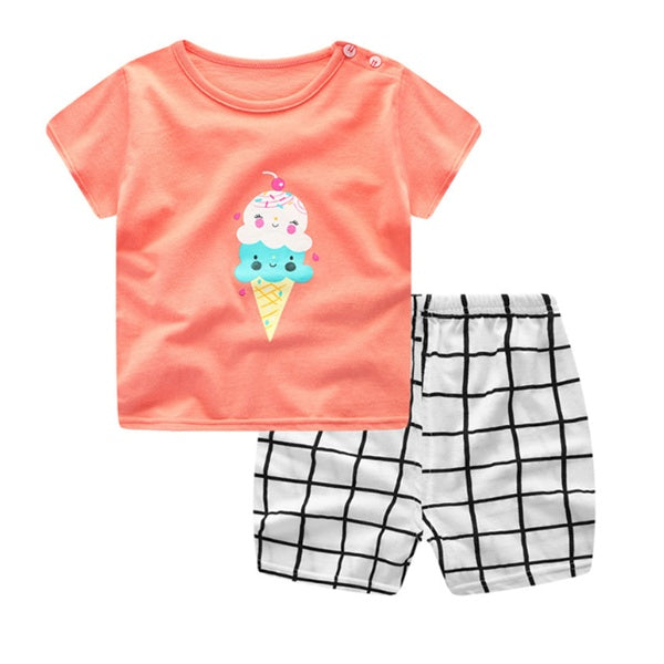 Cartoon Baby Clothing Set Summer Cotton Outfit for Boys & Girls asual T-shirt & Shorts